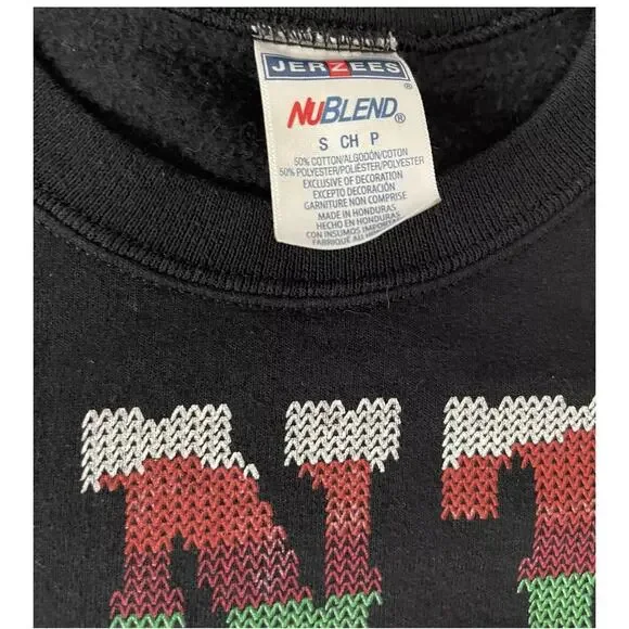 Holiday Time Ugly Christmas Men's Sweater Santa Claws Black Crewneck Size Small - Picture 4 of 7